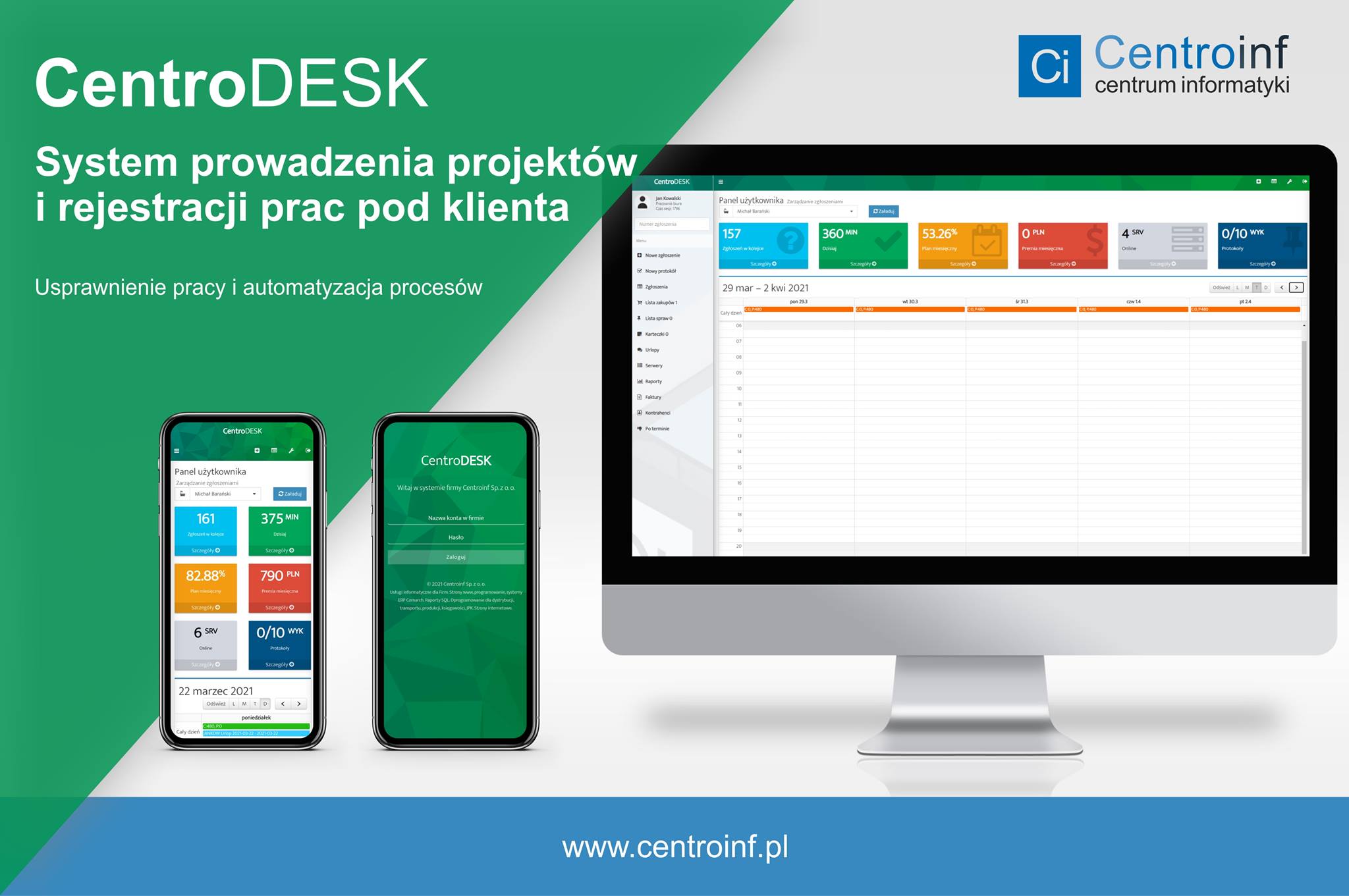 CentroDESK - system rejestracji czasu pracy.